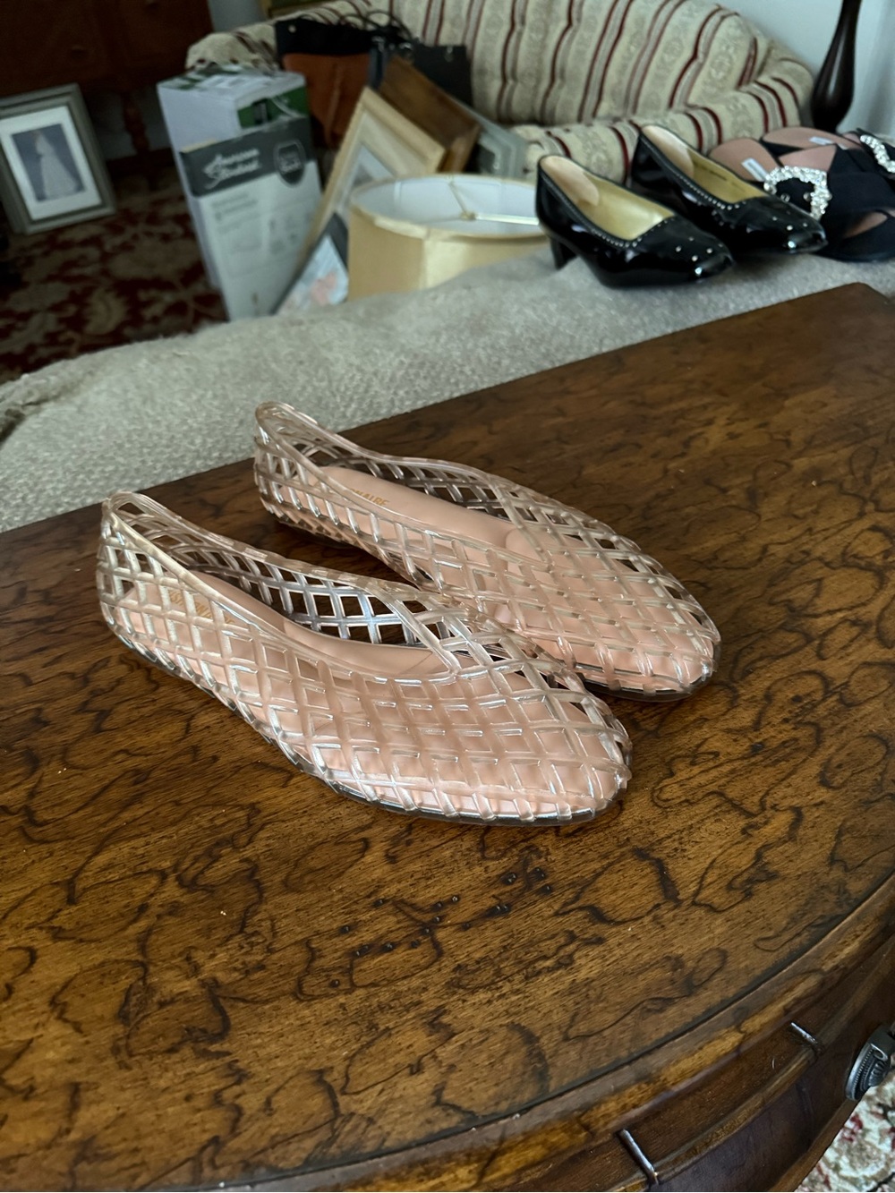 Amazon Nude Woven Jelly Flats